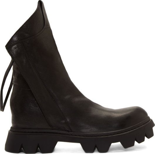 black leather angles zip deep tread boots -ca by cinzia araia