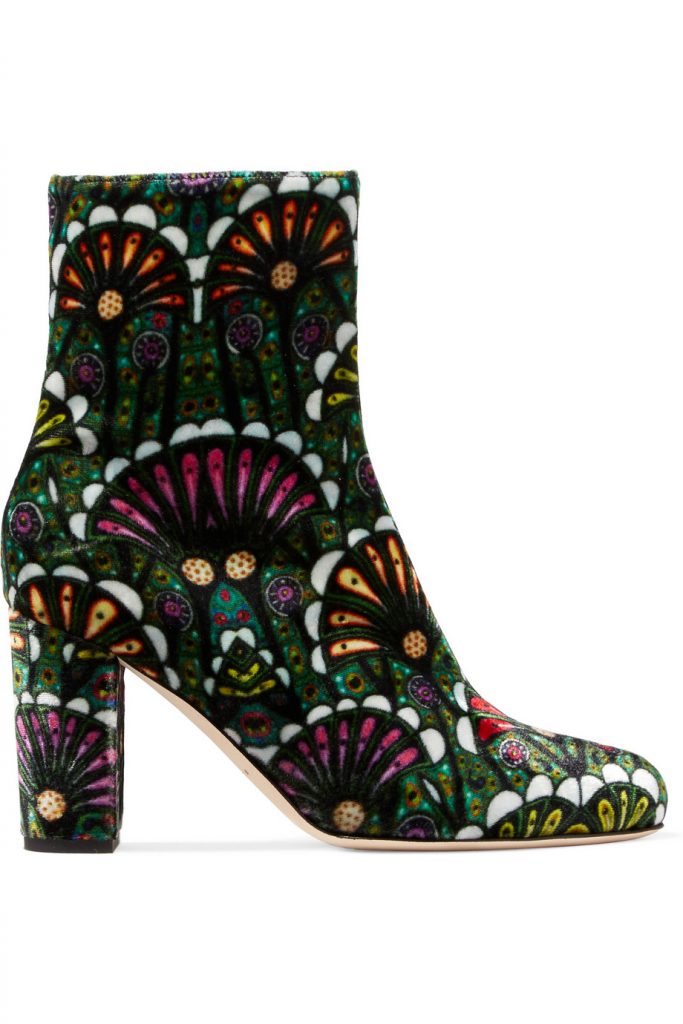 Brian Atwood Talise printed velvet ankle boots $750 net-a-porter.com