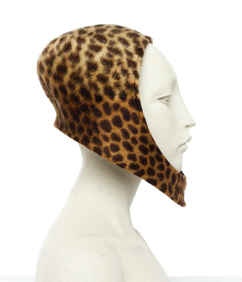 Beaver Felt Leopard Print Helmet Hoodie