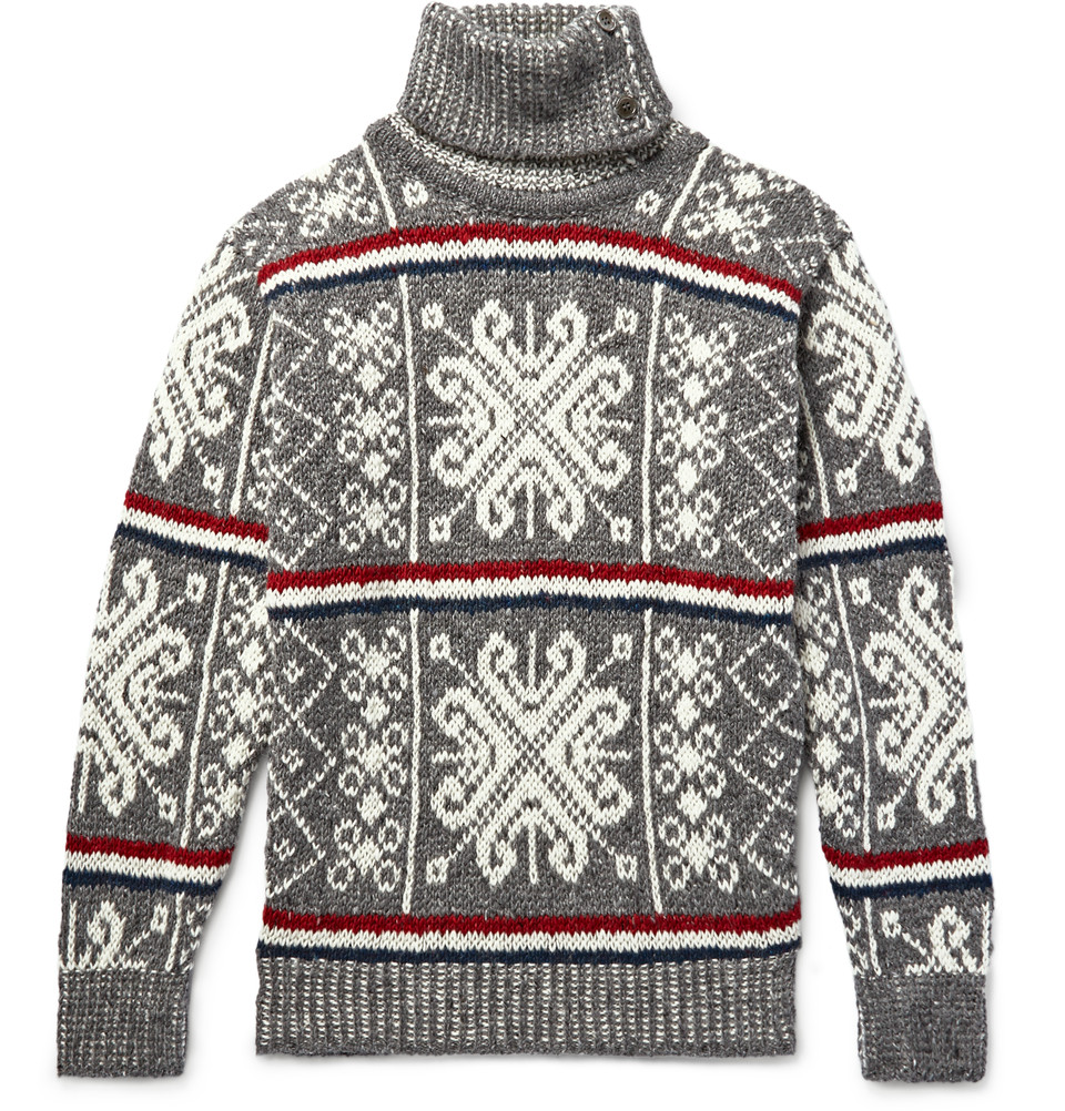 THOM BROWNE Fair Isle Wool And Mohair-Blend Rollneck Sweater $650 available at mrporter.com