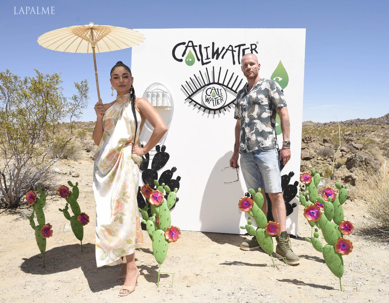 Vanessa Hudgens And Oliver Trevena Host ‘Caliwater Escape’ In Joshua Tree at the Mojave Moon Ranch to celebrate their new cactus water beverage Presented By Outdoorsy